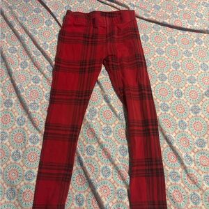Red Plaid Leggings size 5